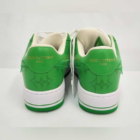 🔥NEW! Louis Vuitton x Nike•Virgil Abloh Air Force 1 Sneakers White/Green - Picture 4 of 7